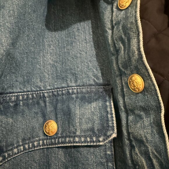 NWT J.Crew Cropped Denim Puffer Jacket Size XL - Picture 6 of 8